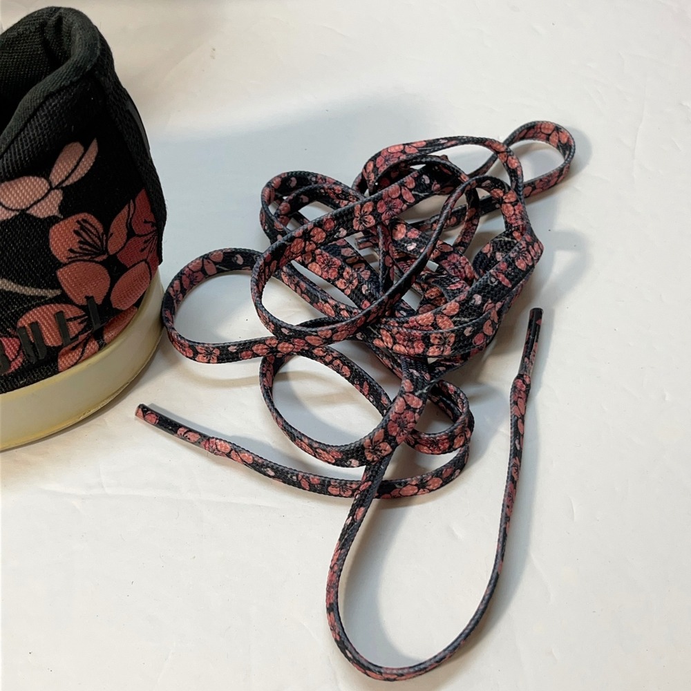 NOBULL Training Shoes W 12.5/M 11 Black Pink Cherry Blossom Floral Canvas Gym - Picture 10 of 12
